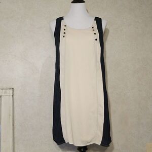 Blu Pepper Navy/Cream Color Block Shift Dress - S